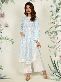 Mulmul - Rosebud Blue Kurta