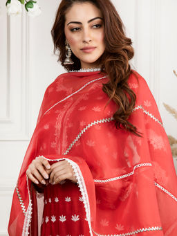 Mulmul - Chanderi Red Gota Dupatta