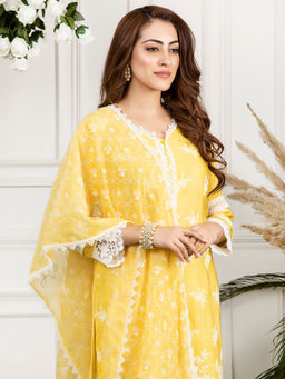 Mulmul - Full Emb Yellow Chanderi Dupatta