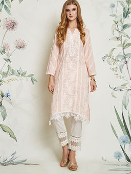 Mulmul - Peach Zinnia Kurta