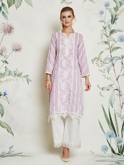 Mulmul - Lavender Zinnia Kurta