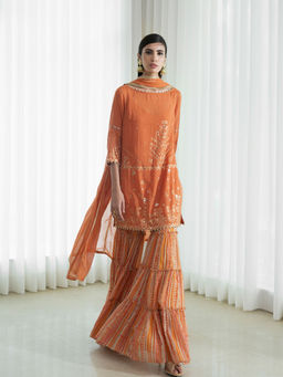 MANDIRA WIRK - Orange Kurta (Set of 3)