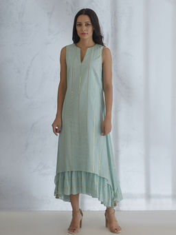 MANDIRA WIRK - Symmetric Pleated Dress With Tassel Detail