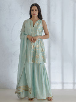 MANDIRA WIRK - Foil Printed Kurta Wth Sharara And Dupatta (Set of 3)