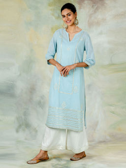 MANDIRA WIRK - Classic Straight Embellished Kurta With Pant And Dupatta (Set of 3)