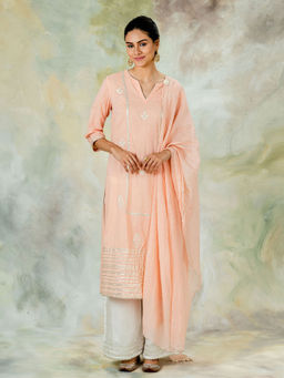 MANDIRA WIRK - Classic Straight Embellished Kurta With Pant And Dupatta (Set of 3)