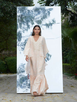 MANDIRA WIRK - Embroidered And Printed Frill Kaftan