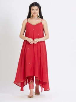 MANDIRA WIRK - Red Tunic With Pant And Dupatta (Set Of 3)