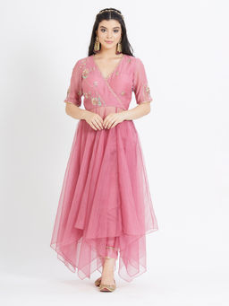 MANDIRA WIRK - Old Rose Tunic With Pant And Dupatta (Set Of 3)