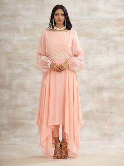 MANDIRA WIRK - Peach Embellished Tunic with Pant (Set of 2)