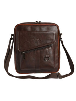 FUR JADEN - Brown Leatherette Crossbody Messenger Bag with Sling Strap