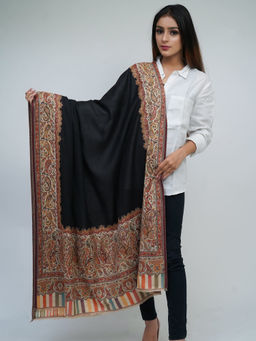 Mizash - Women's Fine Wool, Kaani Heavy Palla with Border, Pashmina, Kashmiri Elite Soft & Warm Shawl