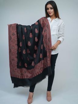 Mizash - Women's Paisley Designer Border with Jaal, Kashmiri, Jacquard Woven Soft & Warm Shawl