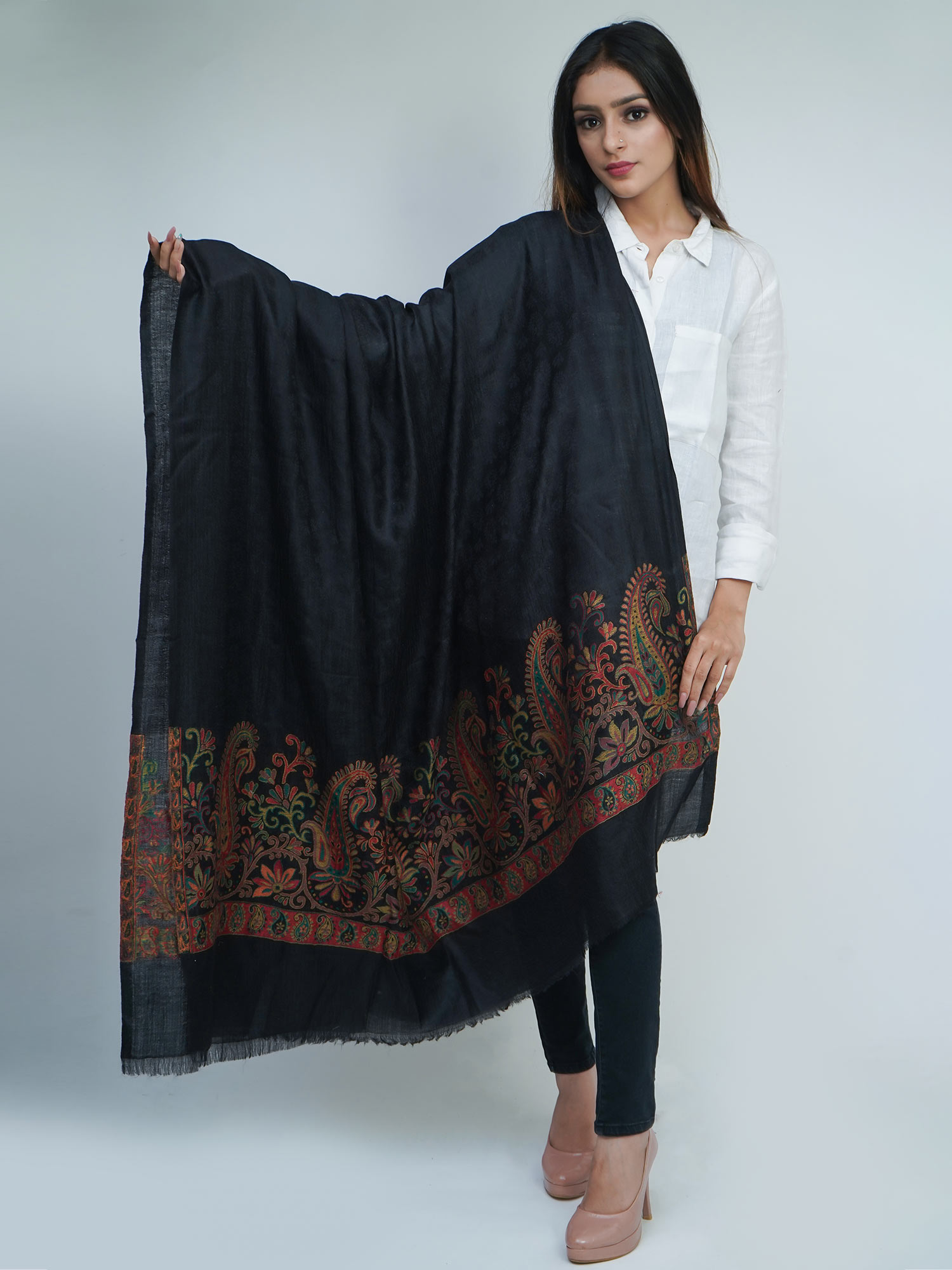mizash Women Kaani Jaal Design Kashmiri Pashmina Stole-picture-31