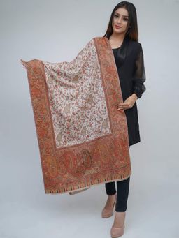 Mizash - Women's Fine Wool Kaani Jaal Design, Floral Paisley Pattern, Kashmiri Stole