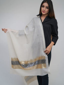 Mizash - Women's Fine Wool, Pashmina, Sequins Border , Soft and Warm, Luxury Stole