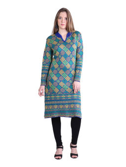 Montrex - Multi-Color Geometric Mandarin Neck Casual Kurti