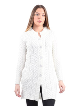 Montrex - White Patterned Mandarin Neck Casual Jacket