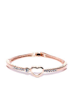 Jewels Galaxy - Rose Gold Plated Stone Studded Handcrafted Bangle Style Bracelet
