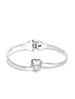 Jewels Galaxy - Silver Plated Stone Studded Handcrafted Cuff Bracelet