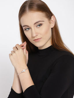 Jewels Galaxy - Rose Gold Plated Handcrafted Cuff Bracelet