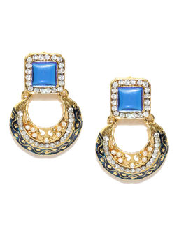 Jewels Galaxy - Stone Studded Handcrafted Square Drop Earrings