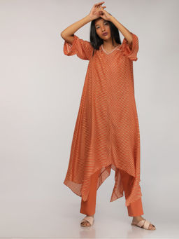 Myoho - Rust Asymmetric Chevron Kurta