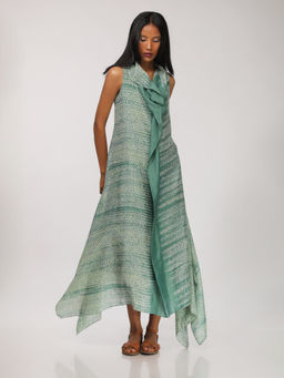 Myoho - Green Shibori Cowled Dress