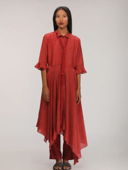 Myoho - Red Chevron Shirt Dress