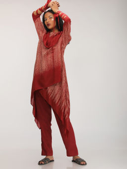 Myoho - Maroon Shibori Bias Kurta