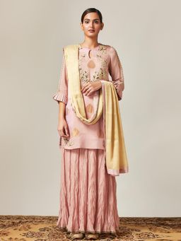 Myoho - Rose Pink Benarasi Buti Embroidered Kurta