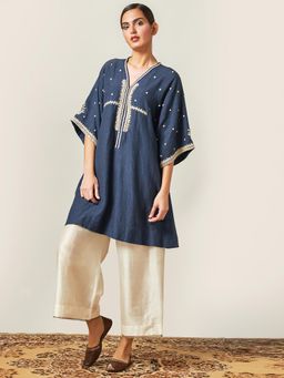 Myoho - Off White Chanderi Flared Palazzo