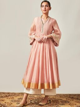 Myoho - Off White Chanderi Flared Palazzo