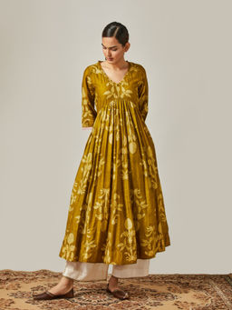 Myoho - Off White Chanderi Flared Palazzo
