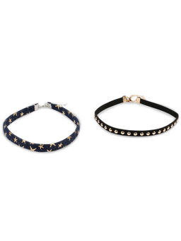 Blueberry - Multi-Color Golden Star Detailing Choker (Pack of 2)