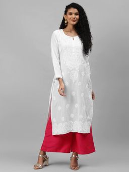 ADA - White Embroidered Kurta (XS) (A213461)