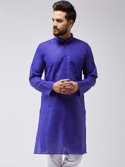 SOJANYA - Cotton Blend Royal Blue Only Long Kurta