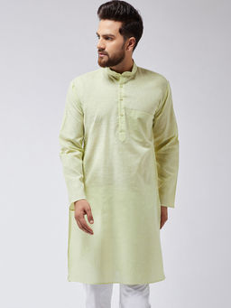 SOJANYA - Cotton Blend Lime Green Only Long Kurta