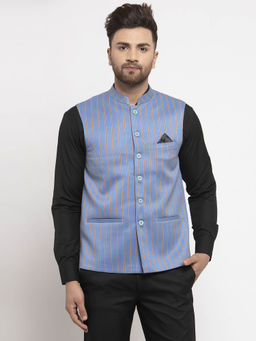 NEUDIS - Blue Stripes Nehru Jacket