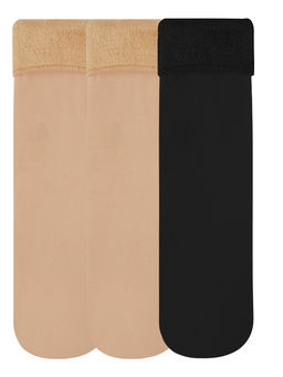 NEXT2SKIN - N2S NEXT2SKIN Women Nylon Fur Winter Socks - Pack Of 3 Pairs - Multi-Color (Free Size)