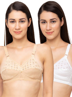 Juliet - Womens Non Padded Non Wired Bra Combo Nari White Skin