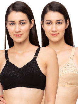 Juliet - Womens Non Padded Non Wired Bra Combo Nari Skin Black