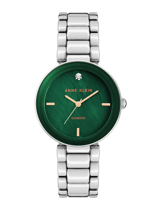 Buy Anne Klein Green Mother Of Pearl Dial And Silver Diamond  display picture 1