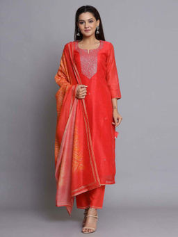 Biba - Easy Stitch Red Muslin Suit (Set of 3)