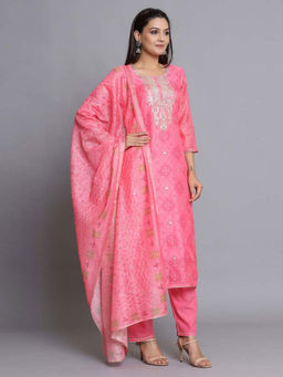 Biba - Easy Stitch Pink Muslin Suit (Set of 3)