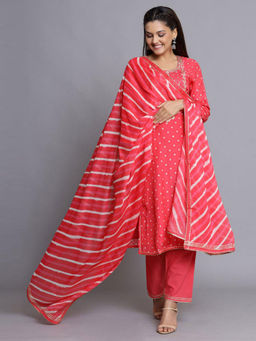 Biba - Easy Unstitched Pink Muslin Suit (Set of 3)