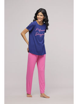 NeceSera - NeceSera-Glam Straight Modal Pajama Set - Multi-Color