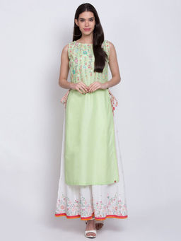 Biba - Green Solid Kurta