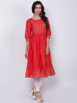 Biba - Red Floral Kurta