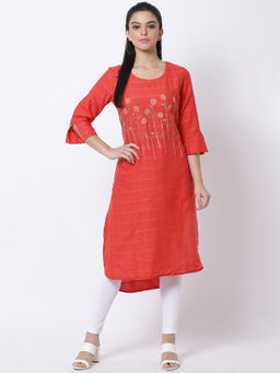 Biba - Red Solid Kurta